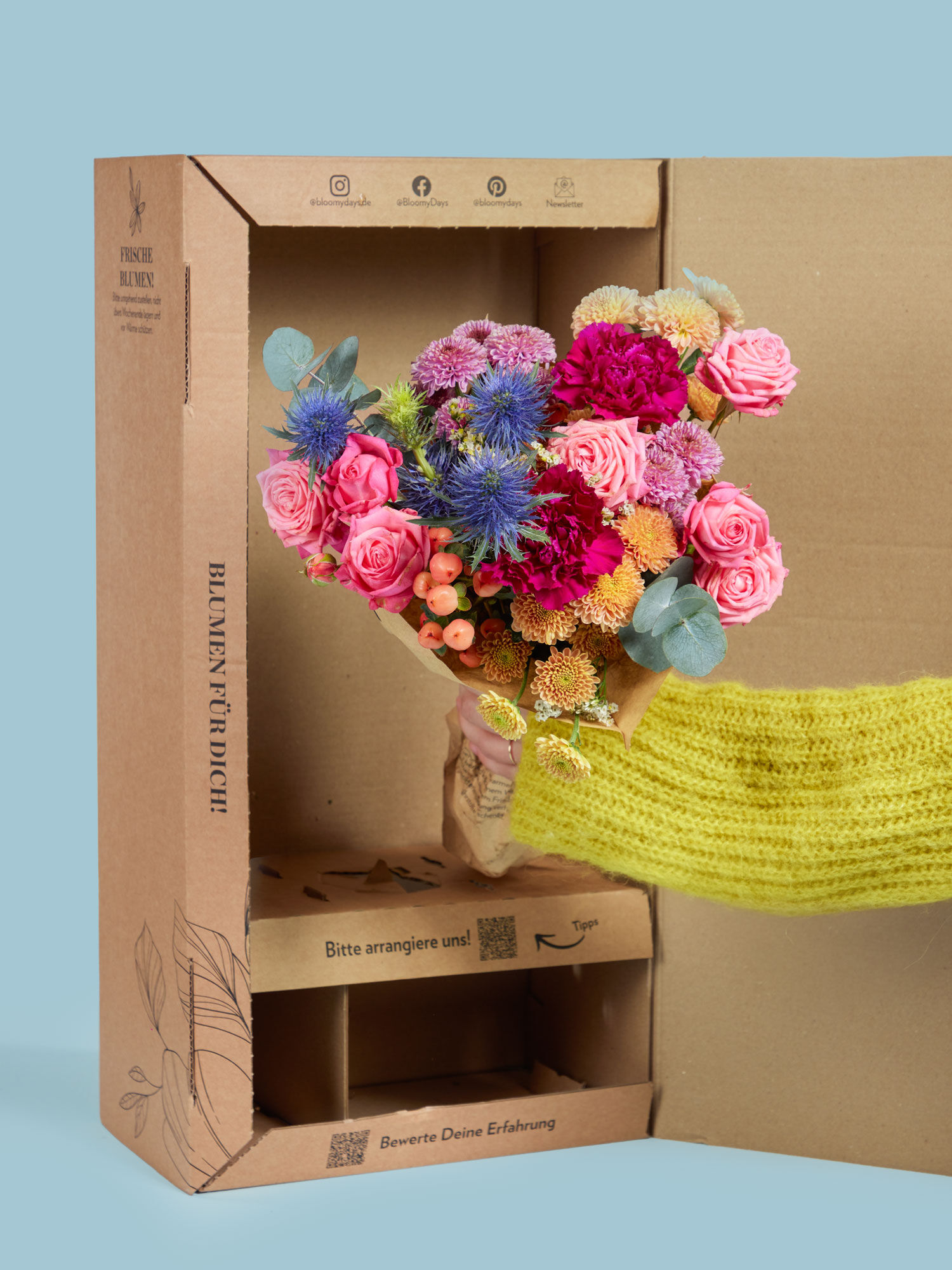 Gute-Laune-Gruß Blume, Blumen-Arrangement, Blumenstrauß, Rose, Dahlie