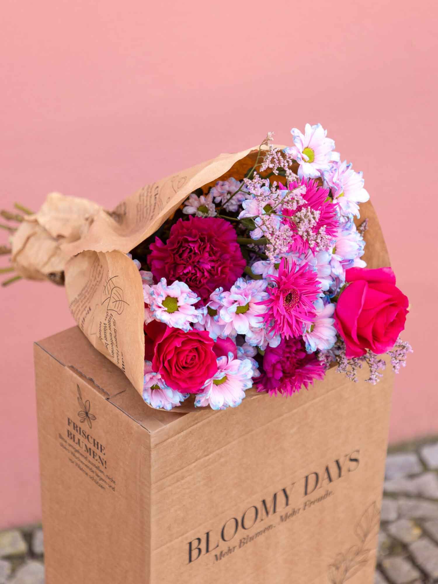 blumen, blumenstrauß, rose, dahlie, pink