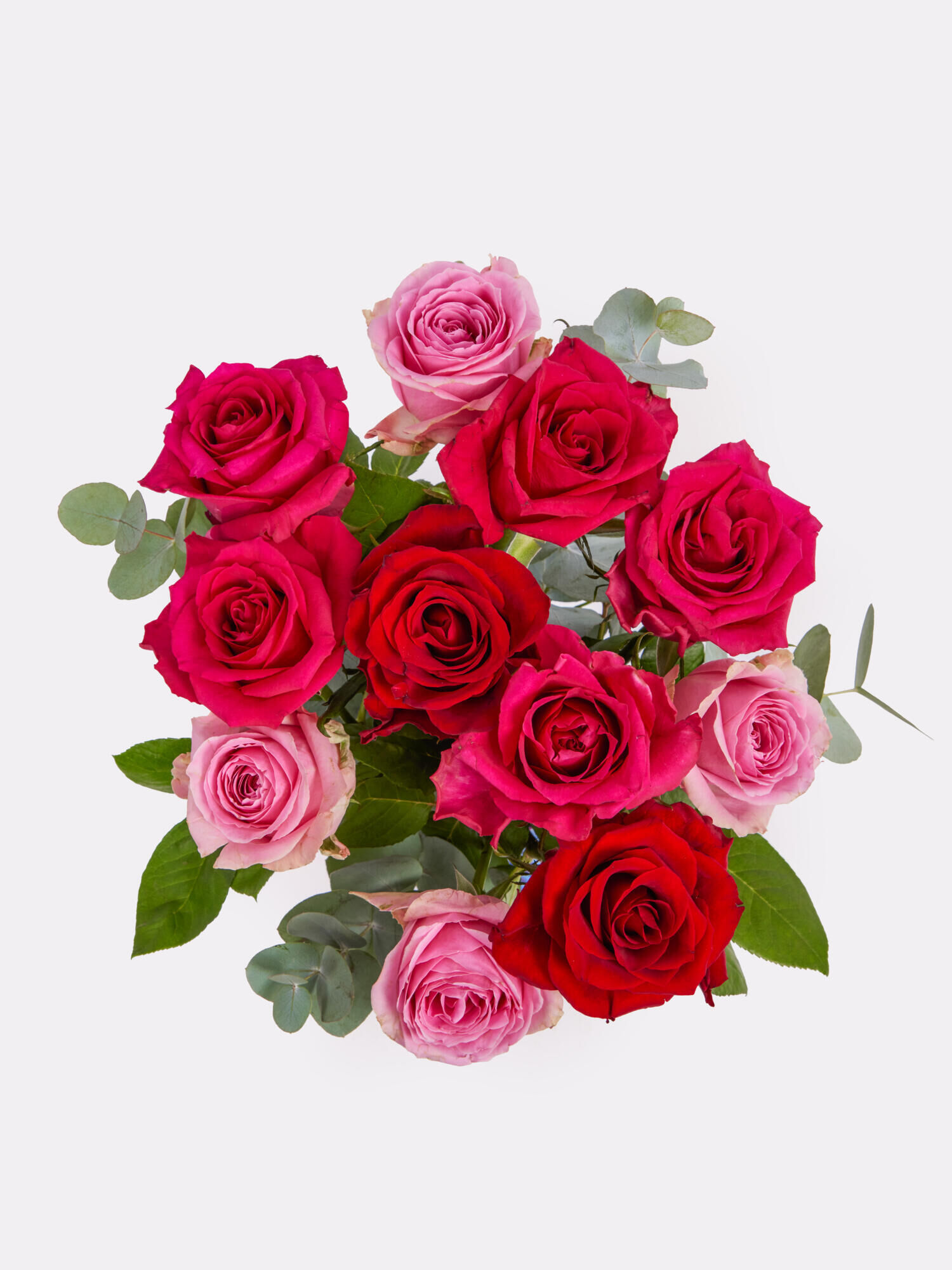 rosen, blumenstrauss, pink rosen, rote rosen, grünzeug