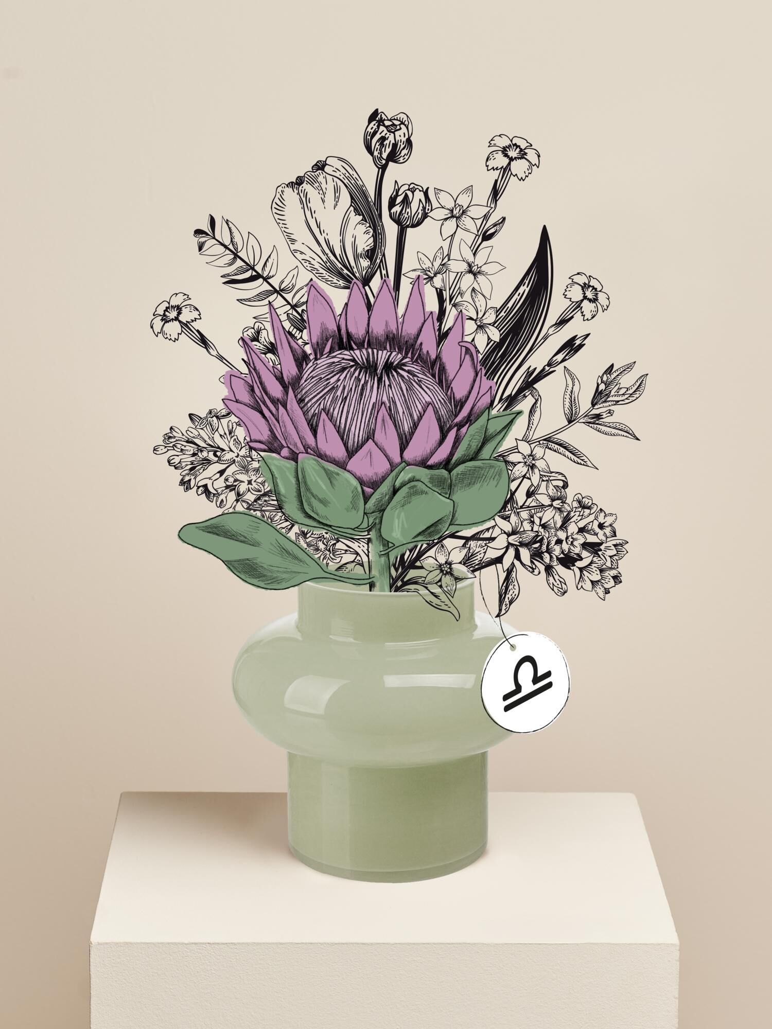 künstliche Blume, Pseudointschild, grüne Vase, Blumenstrauß, Blumenkunst