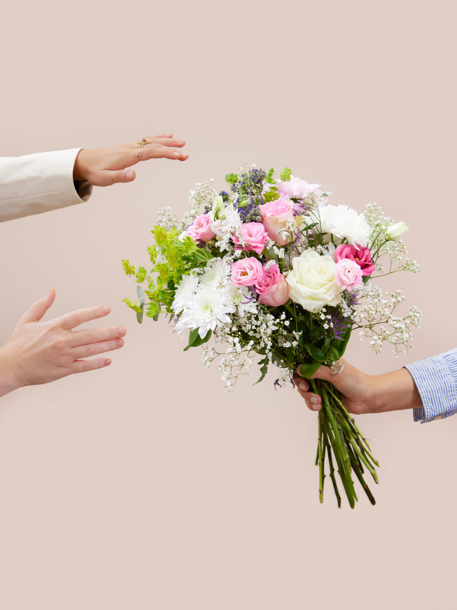 Schön, dass es Dich gibt Blume, Blumen-Arrangement, Blumenstrauß, Finger, Florales Design