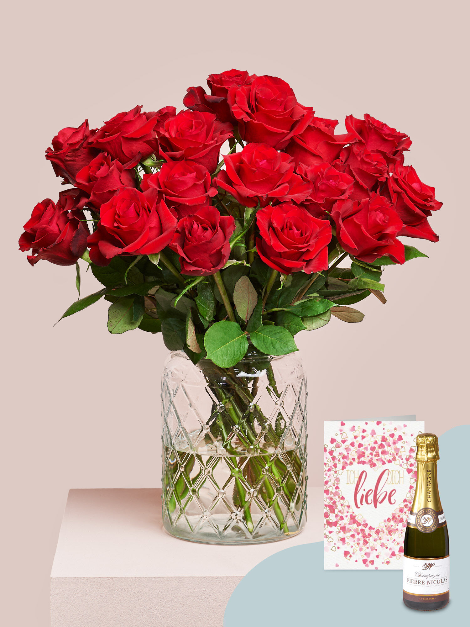 Blume, Rose, Blumen-Arrangement, Blumenstrauß, Glas