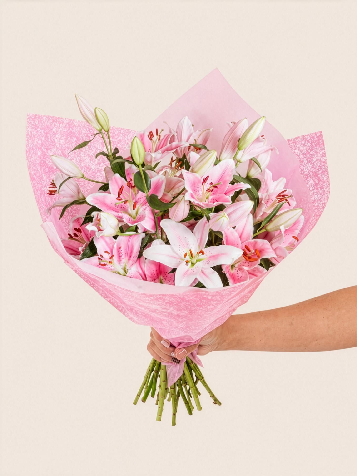 blumen, Blumenstrauß, Lilien, pink, Stiele