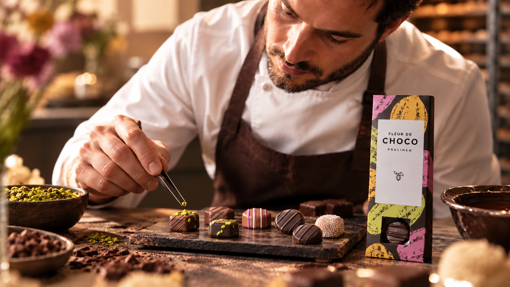 Schokolade, Pralinen, Bonbons, Assortiment, Koch/Kochin