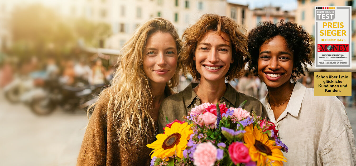 frauen, gruppe, blumen, bouquet, im Freien