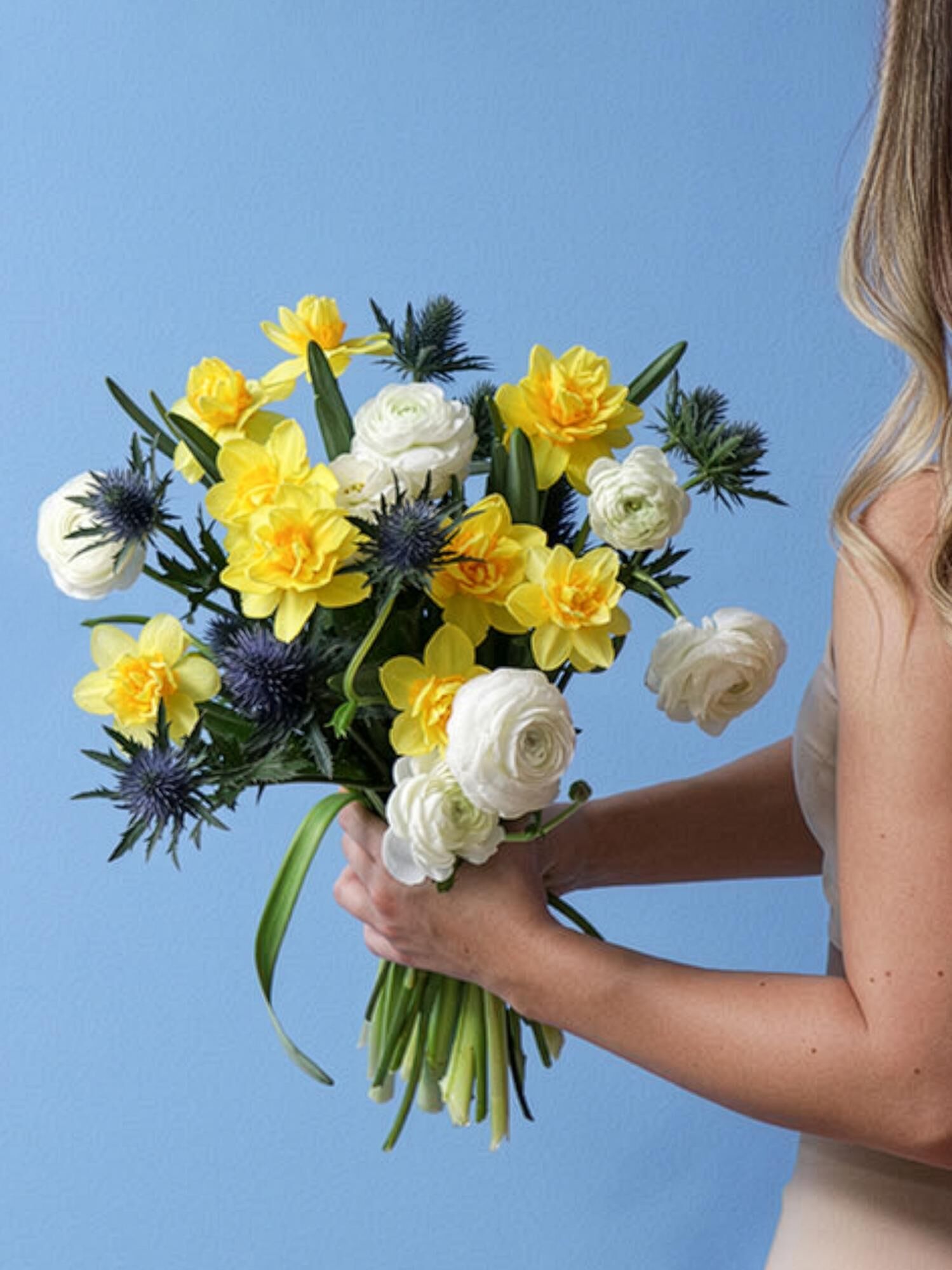 Blumenstrauß, Blumen, Gelb, Weiß, grüne Stiele