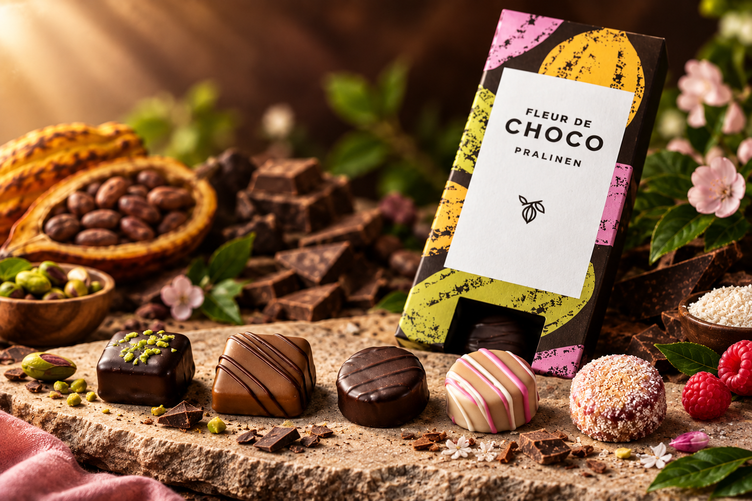 Schokolade, Bonbons, Pralinen, bunte Auswahl, Schachtel