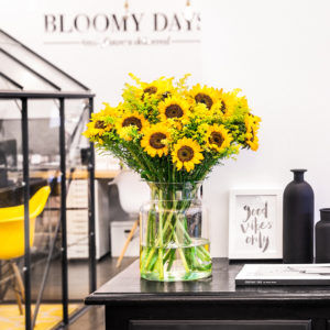 Sonnenblumen und Solidago