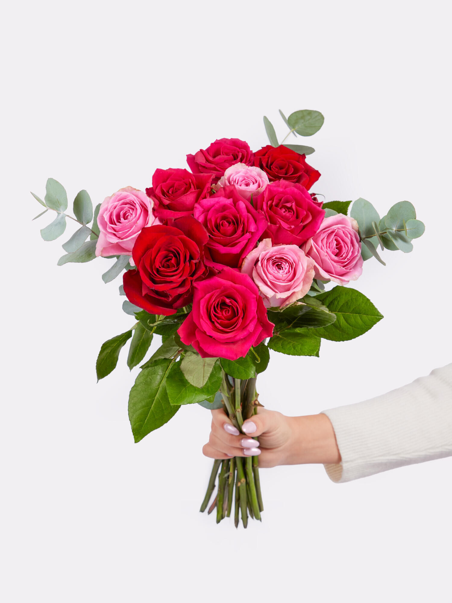 Blumenstrauß, Rosen, Rosen in Pink, Rosen in Rot, GrünesLaub