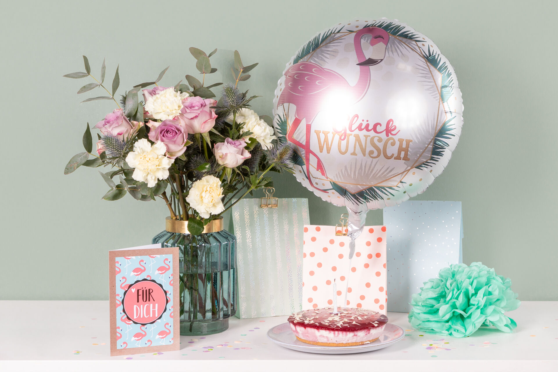 Leute, Blume, Rose, Blumen-Arrangement, Geburtstagstorte