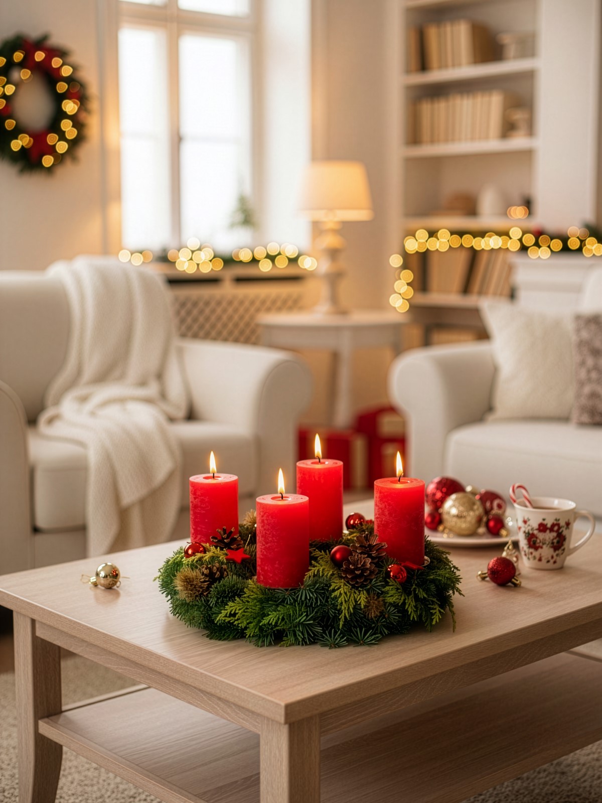 Moebel, Tabelle, Tasse, Kerze, Kaffeetisch