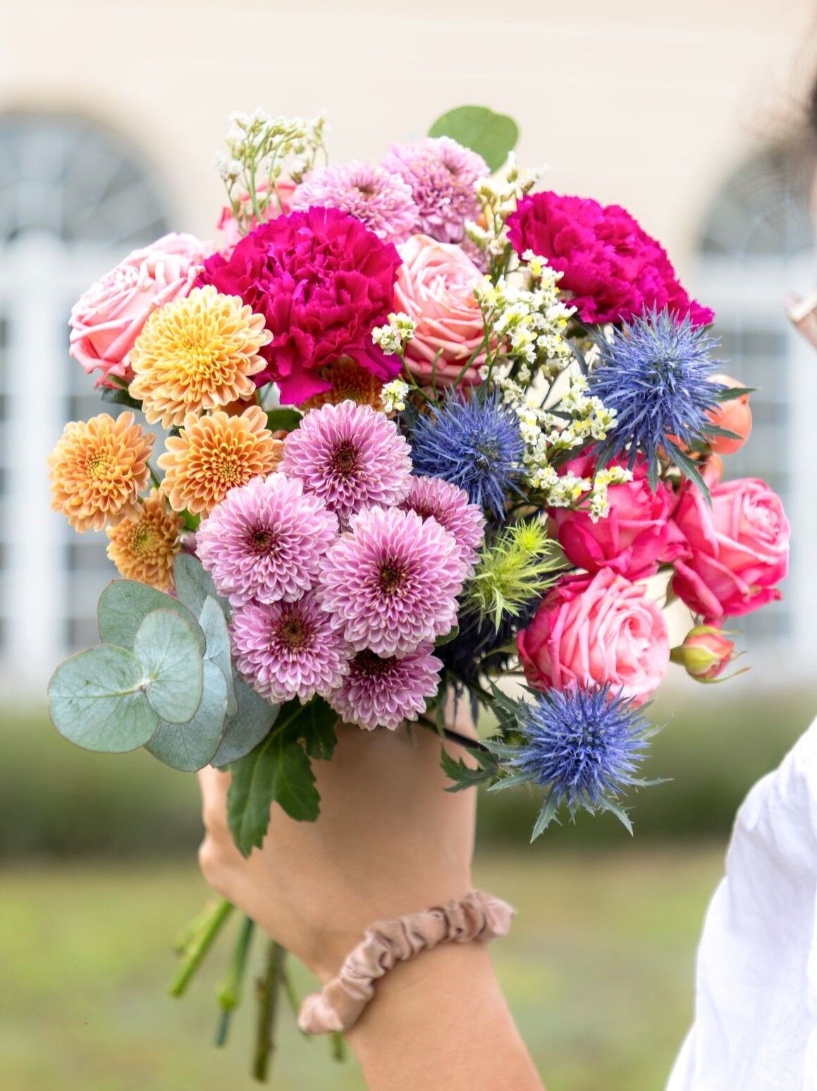 Blume, Blumen-Arrangement, Blumenstrauß, Dahlie, Rose