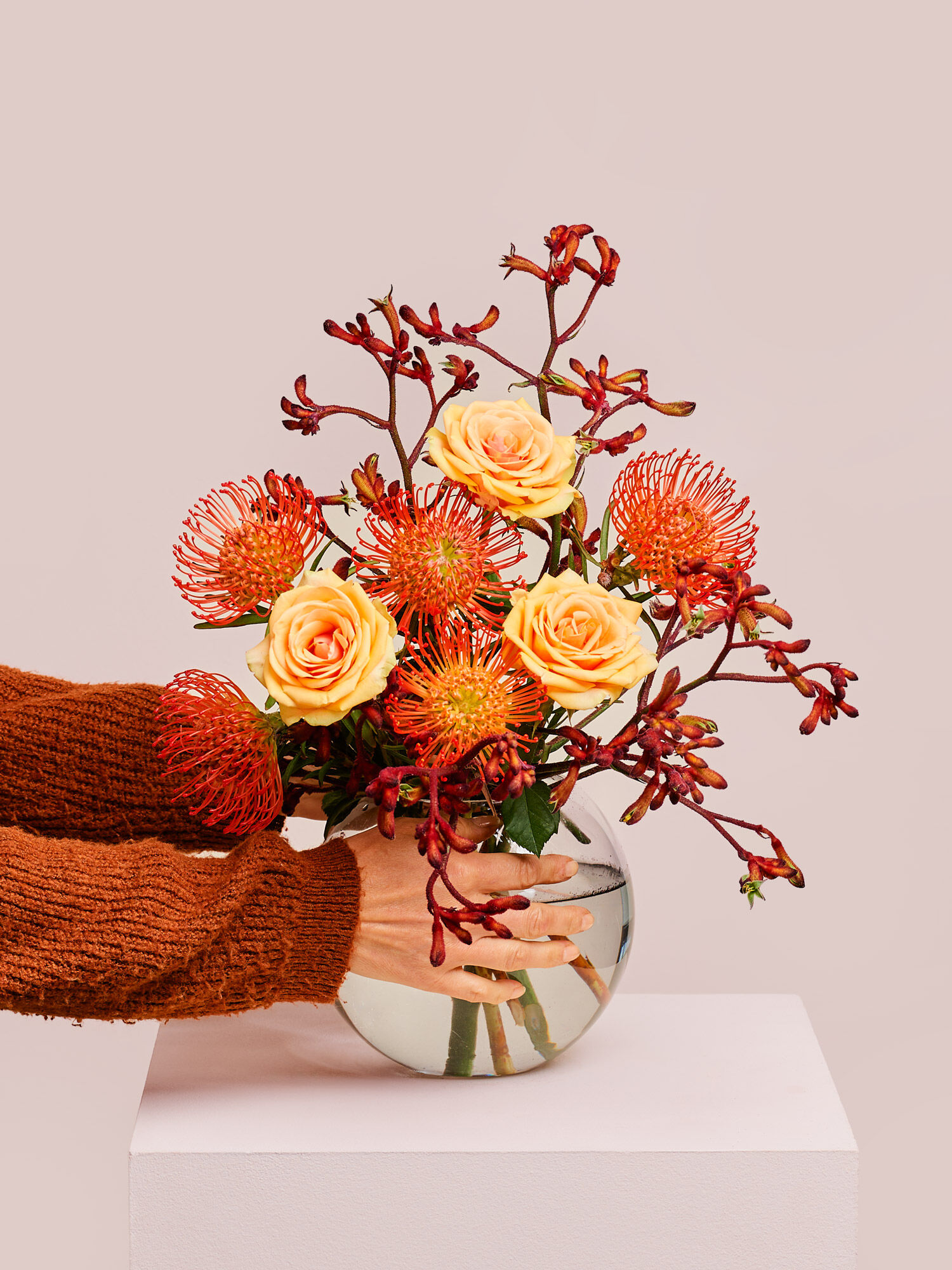 Blume, Blumen-Arrangement, Blumenstrauß, Rose, Ikebana