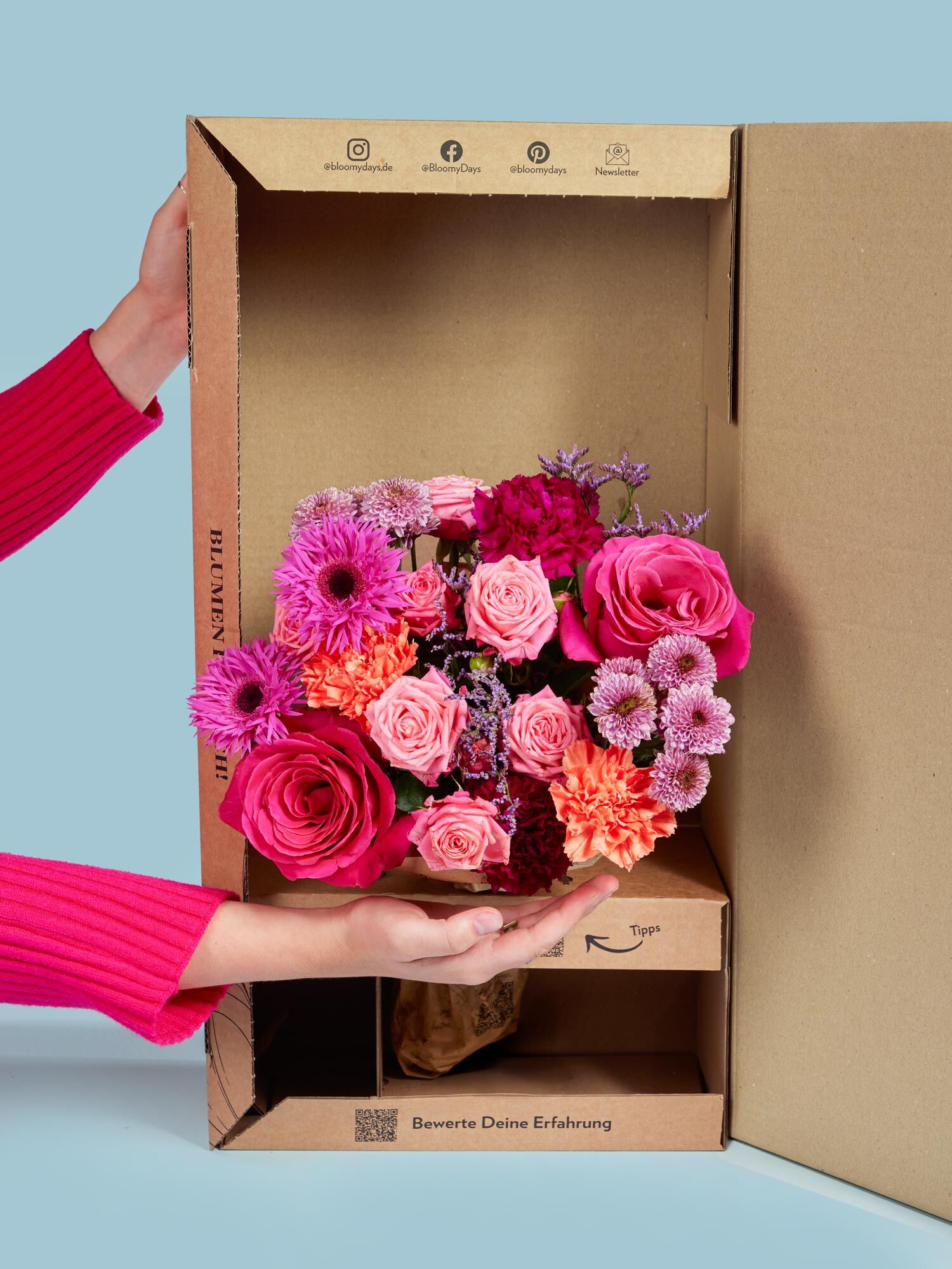 Vitamin Bloom Blume, Rose, Blumen-Arrangement, Blumenstrauß, Kiste