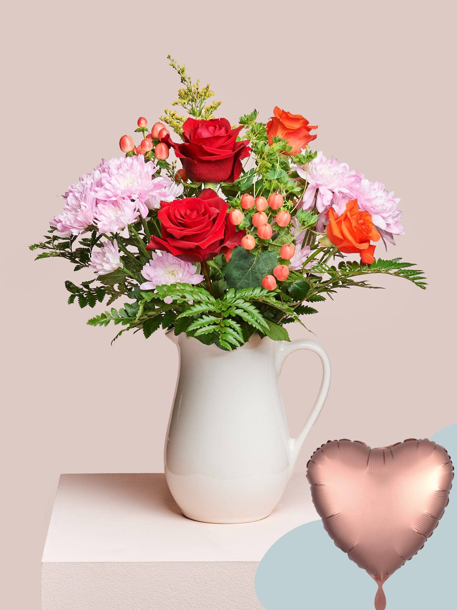 Blume, Blumen-Arrangement, Blumenstrauß, Rose, Ballon