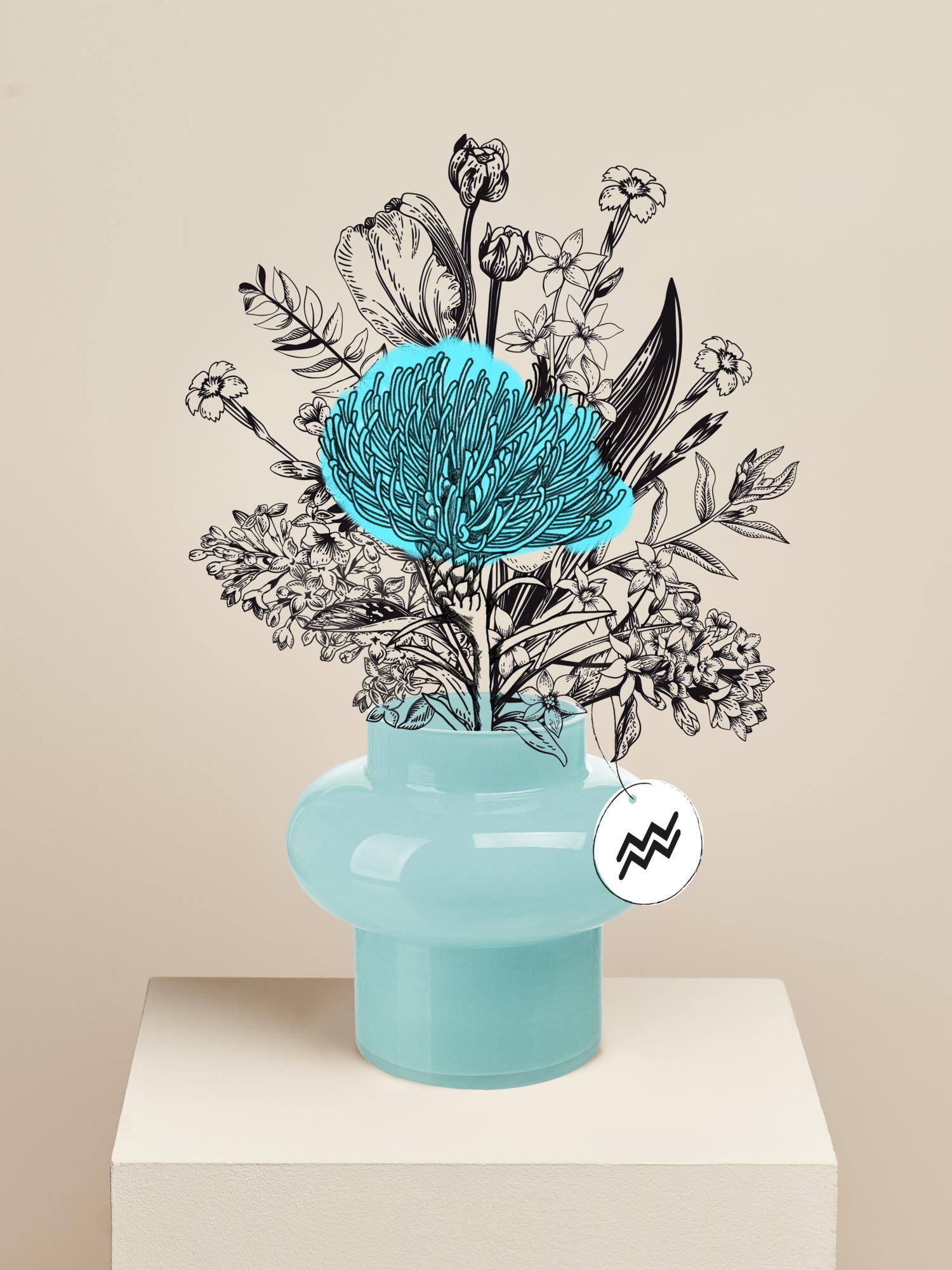 blumen bouquet, blauer vase, kunst druck, tulpe, gemischte blumen