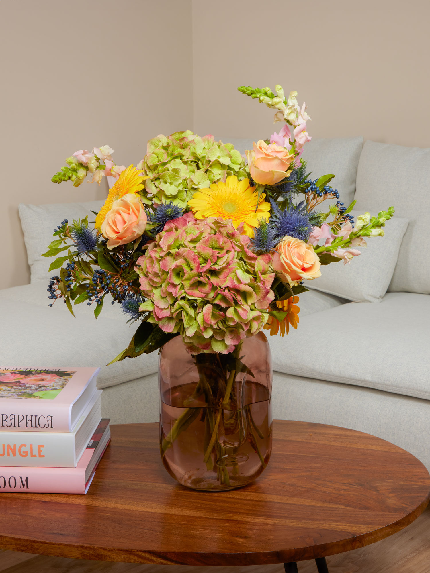 Blume, Blumen-Arrangement, Blumenstrauß, Florales Design, Holz