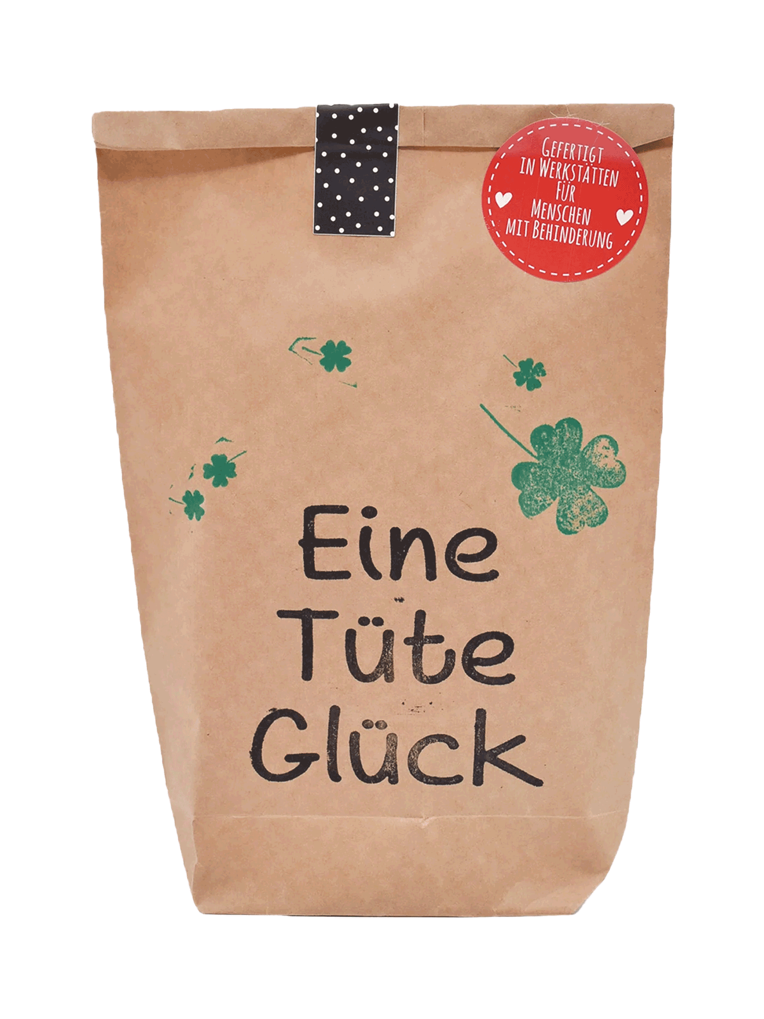 Tüte, Papiertüte, Geschenktüte, Kleeblatt, handschriftlicherText