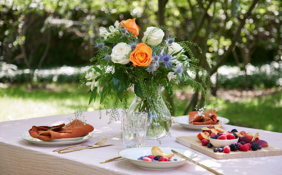 Blume, Blumen-Arrangement, Rose, Blumenstrauß, Brunch
