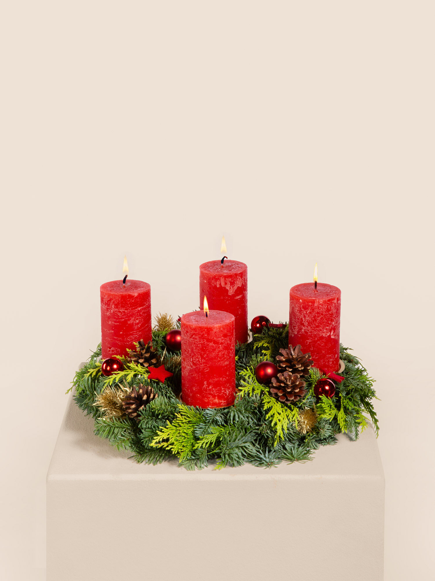 Adventsstimmung Blume, Blumen-Arrangement, Pflanze, Kerze