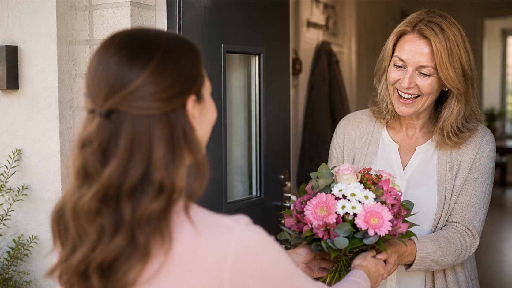 blumen, blumenstrauß, pink, lieferung, geschenk