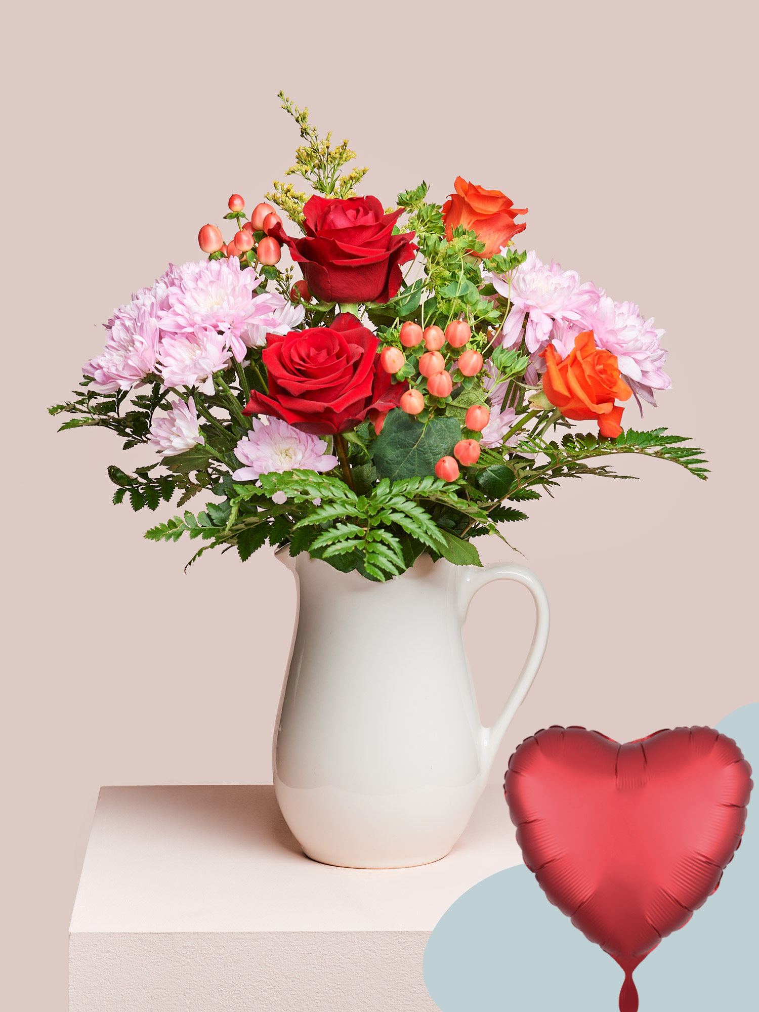 Blume, Blumen-Arrangement, Blumenstrauß, Rose, Ballon