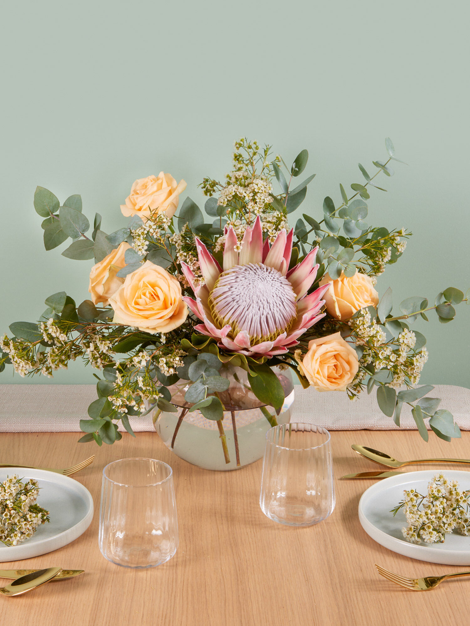 Blume, Blumen-Arrangement, Blumenstrauß, Glas, Ikebana