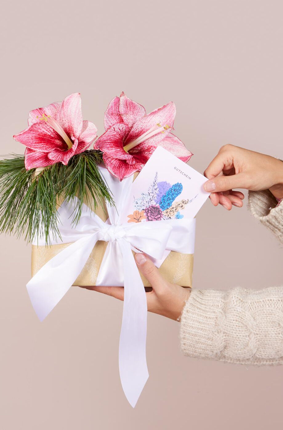 Geschenk, Geschenkbox, Blumen, Präsent, Karte