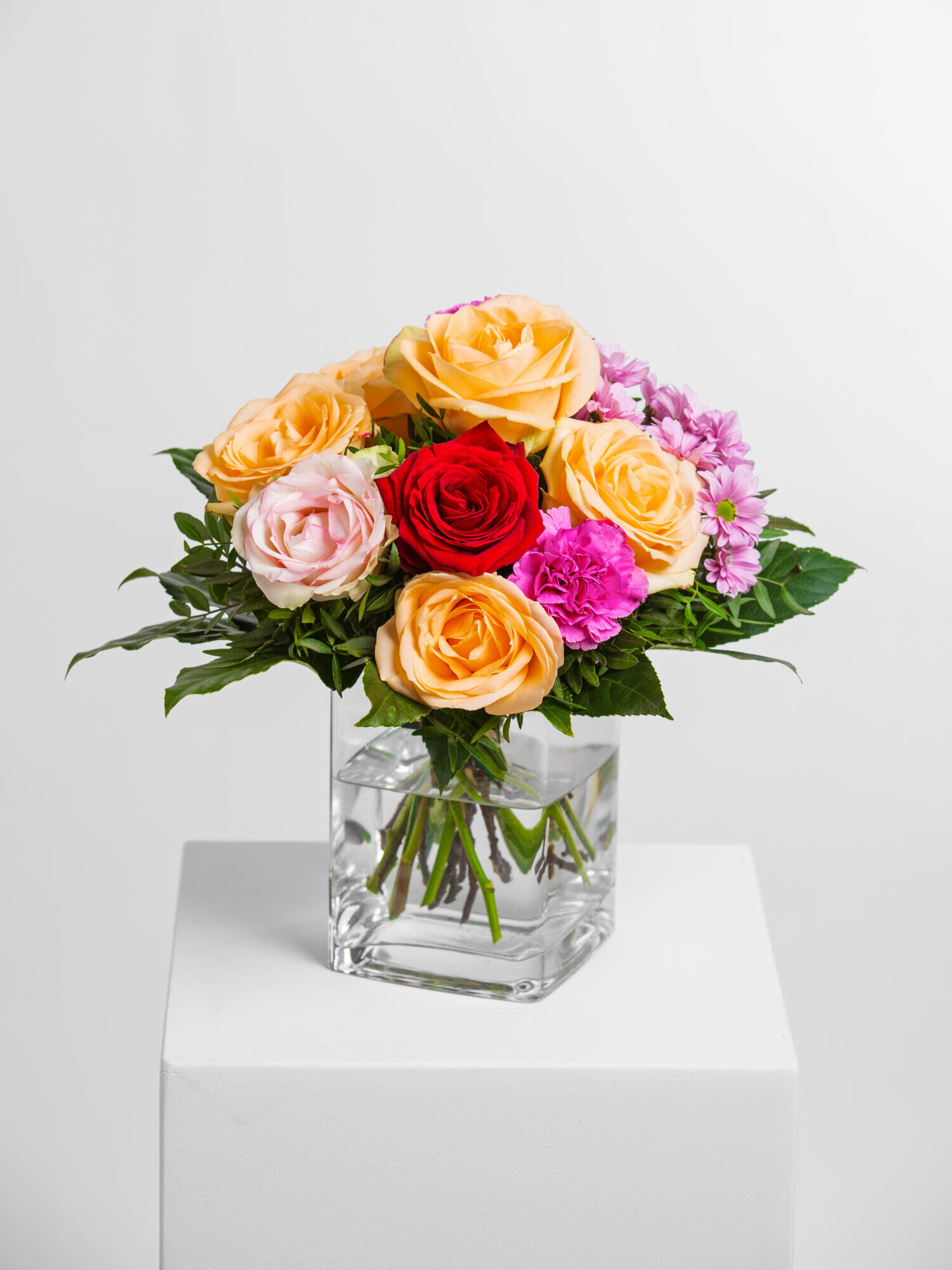 Blumen, Blumenstrauß, Rose, Glassvase, Blumenarrangement