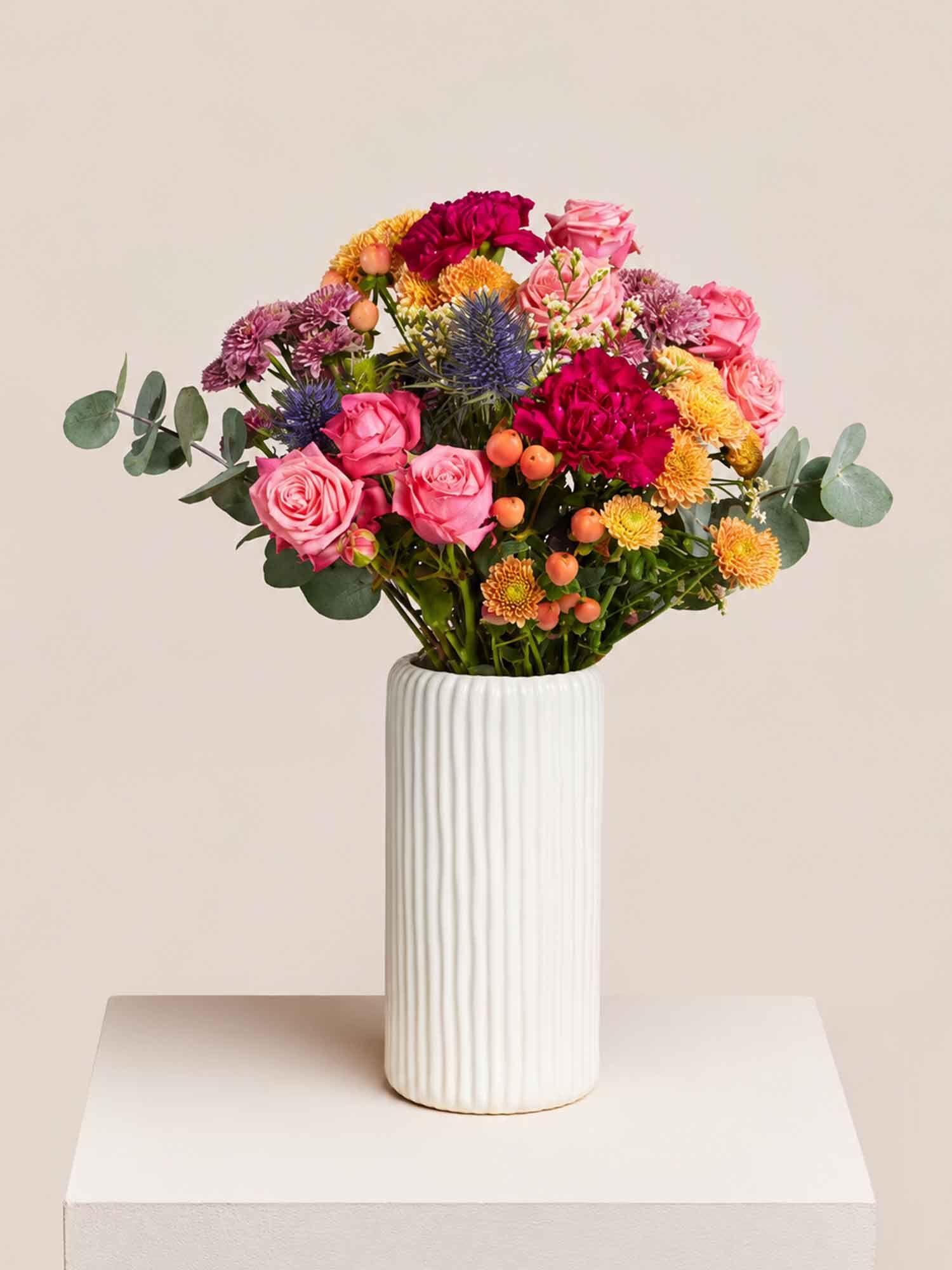 blumenstrauß, rosarosen, vasen, blumengesteck, bunte blüten
